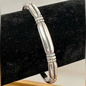 JAMES AVERY Sterling Silver Thatch Etched Bead Cuff Bracelet; RETIRED